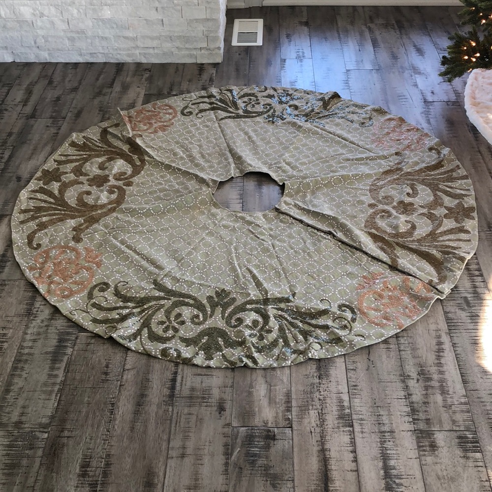 Anthropologie Sequined Christmas Tree Skirt